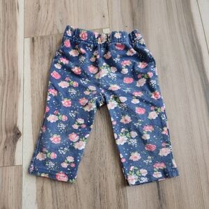 🌟$1 Bundled /🌸 Blue Pants with Small Pink Flowers 12 Month 🌸